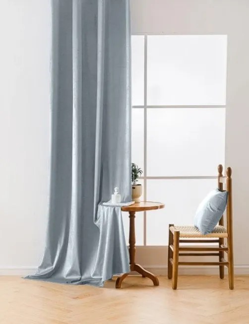 Zasłona zaciemniająca VELVET szaro-niebieska 140x250 cm (2 szt.), taśma marszczona