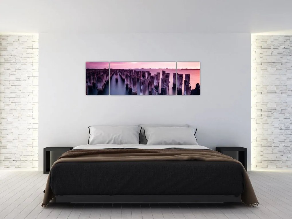 Obraz drewnianych palików (170x50 cm)