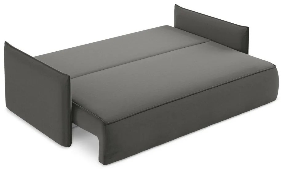 Ciemnoszara aksamitna rozkładana/ze schowkiem sofa 225 cm Hula – Makamii