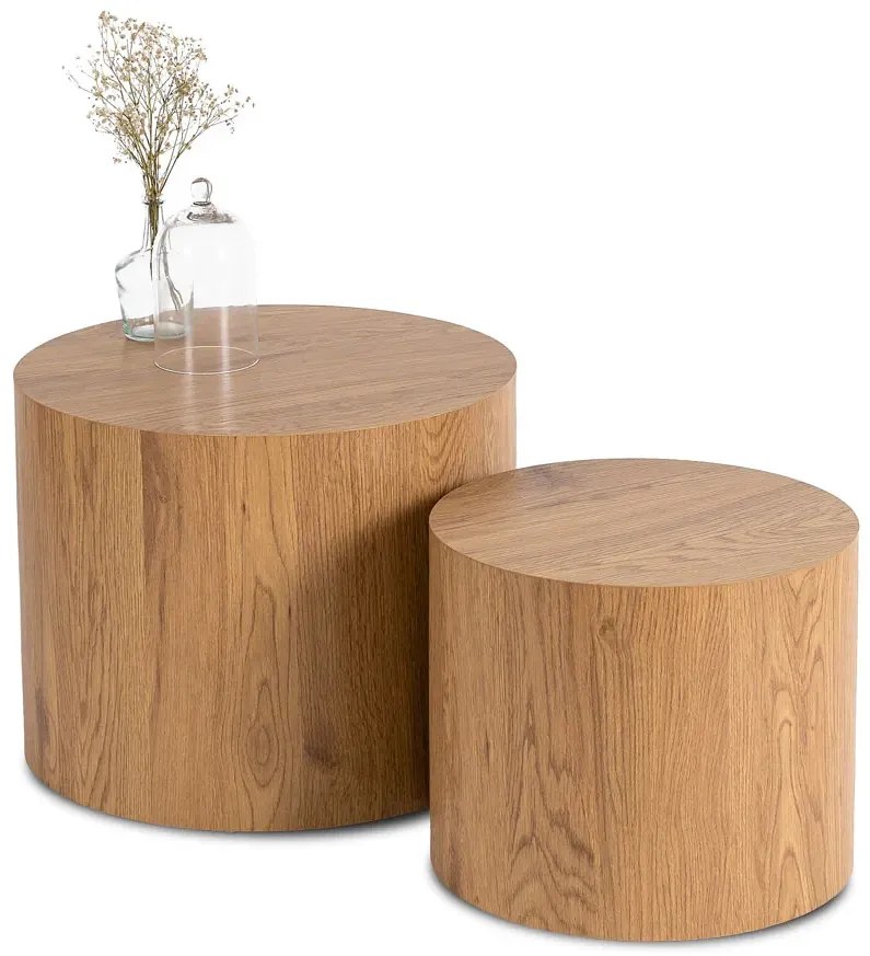 Komplet dwóch stolików kawowych dąb naturalny D9-C93