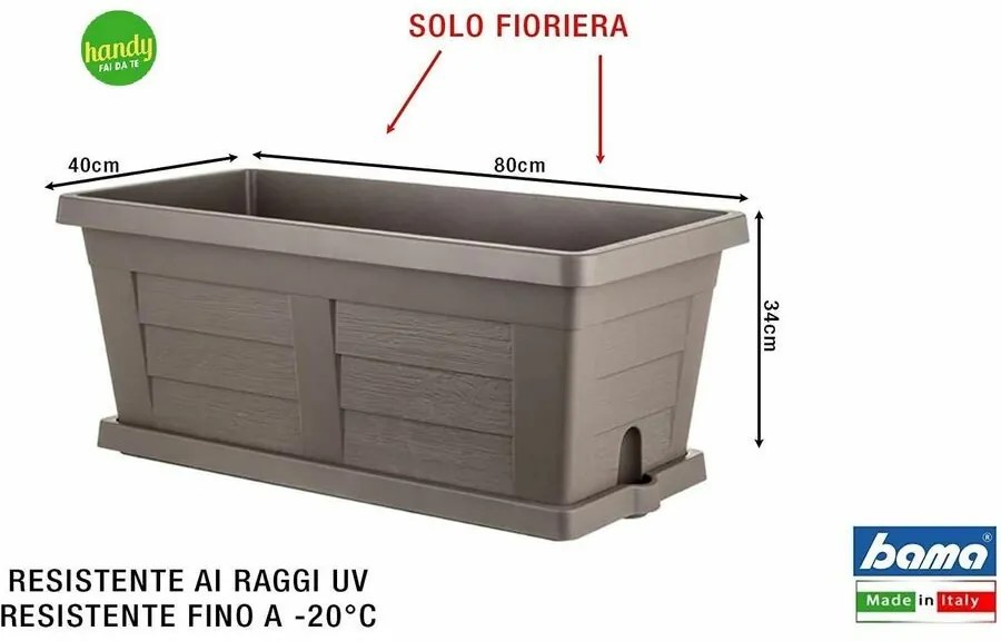 Bama Duża skrzynka ogrodowa Legno cappuccino, 80 x 40 x 35 cm, 80 cm
