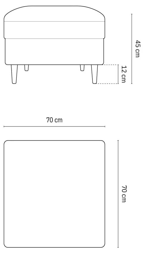 Ciemnoszary aksamitny podnóżek Kyoto – Cosmopolitan Design