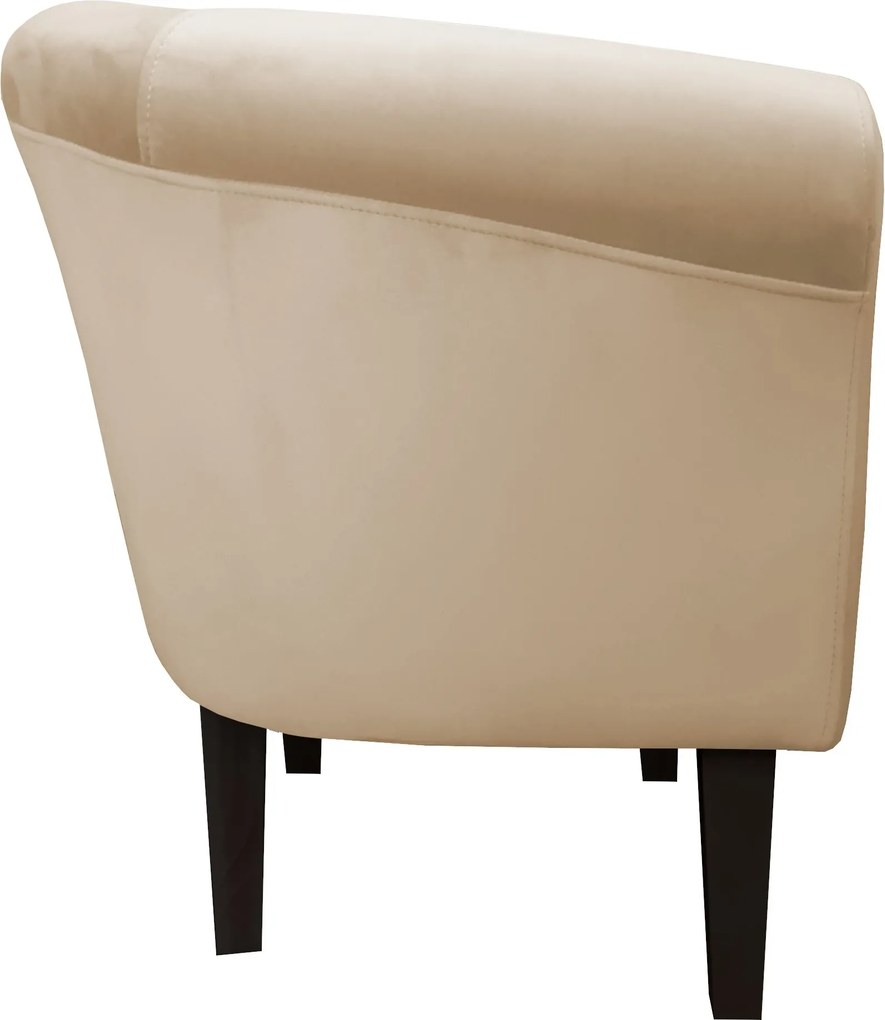 Fotel Milo tkanina Welur wygodny fotel tapicerowany do salonu i sypialni : Kolor nogi - Venge, Kolor tkaniny - VELVET - MG06, Wysokość nogi - 20 cm