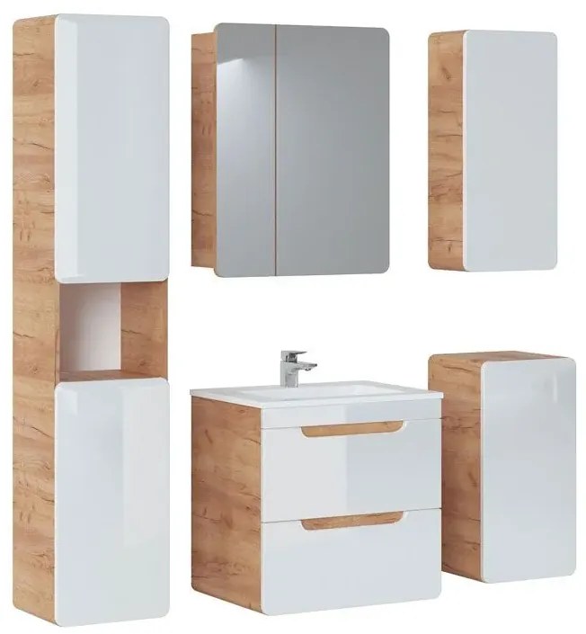 Szafka Z Biały Umywalką Z Szufladami 60 Cm Połysk 120 Cm N1-W18