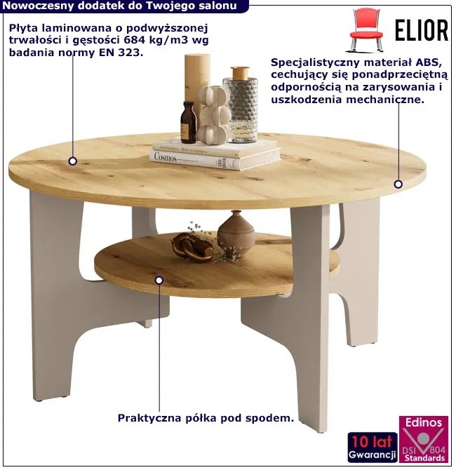 Stolik kawowy do salonu dąb artisan + kaszmir - Semal 3X
