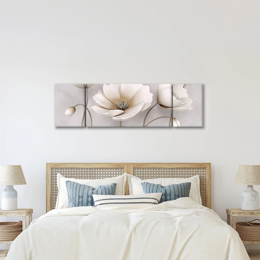 Obraz białych kwiatów (170x50 cm)