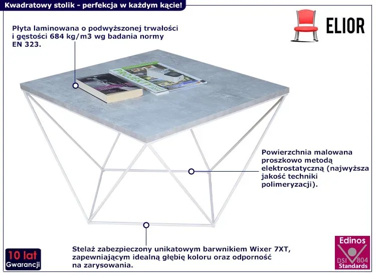 Druciany stolik kawowy beton + biały - Mokita 4X