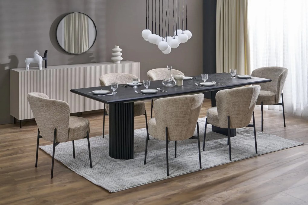 BOLERO stół rozkładany 160-250x90x78 cm czarny, 6-10 osobowy