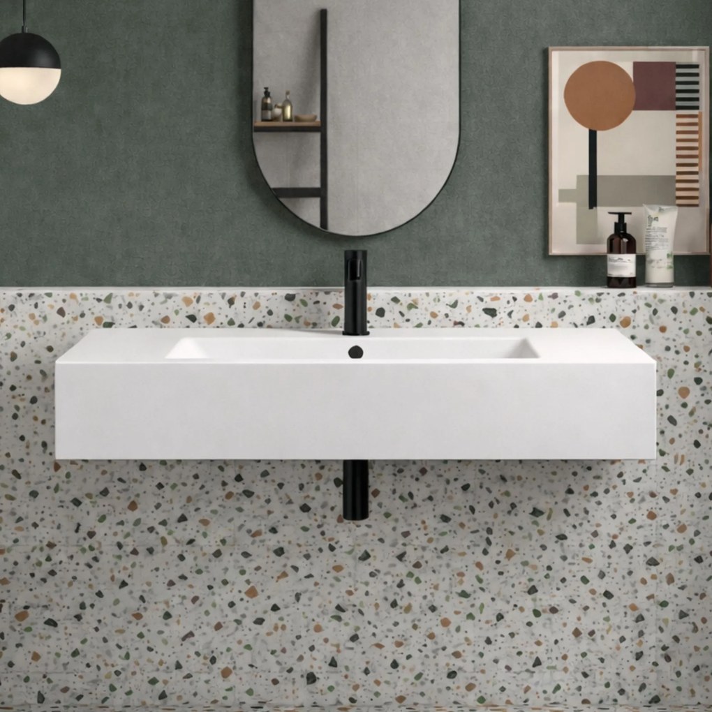 Umywalka nablatowa / wisząca z konglomeratu TAVA cm | Różne rozmiary : Rozmiar - 60 x 43 cm, Typ montażu - podwieszana