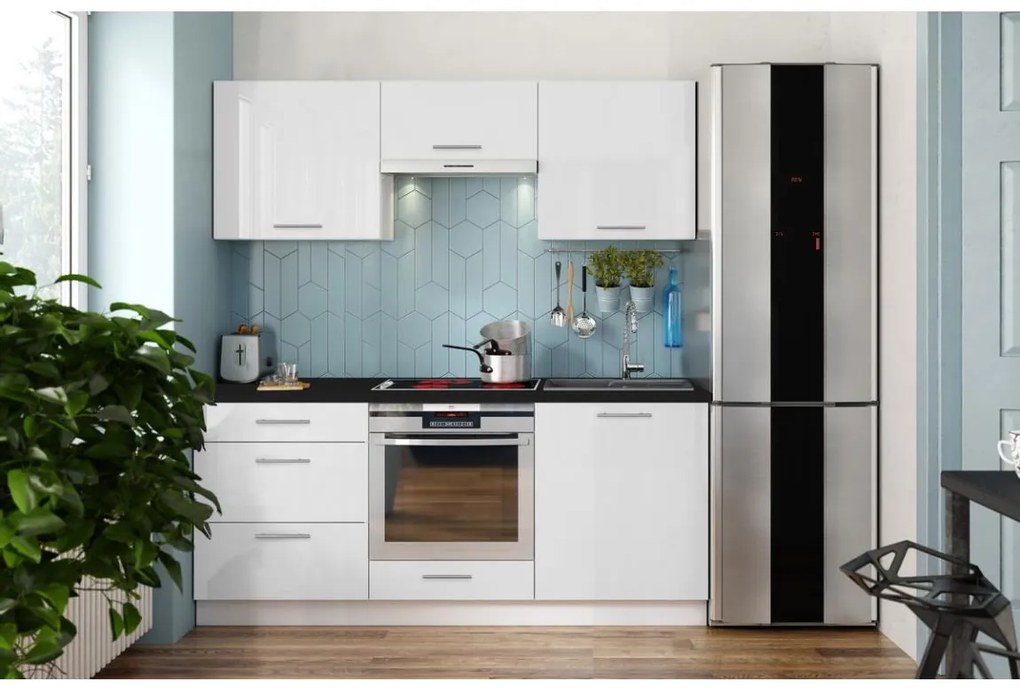Zestaw kuchenny CELESTE 180 cm, błyszcząca biel