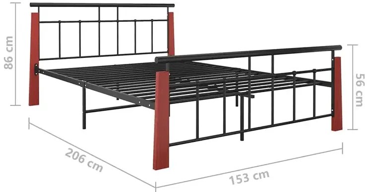 Metalowe rustykalne łóżko czarny + ciemny dąb 140x200 cm D3-T28