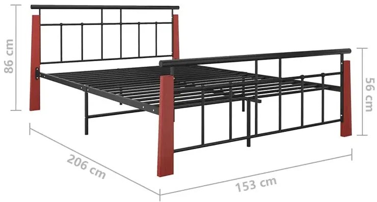 Metalowe rustykalne łóżko czarny + ciemny dąb 140x200 cm - Nelo