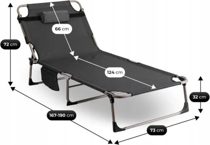 Leżak Ogrodowy VENUS 190x73 cm Szary