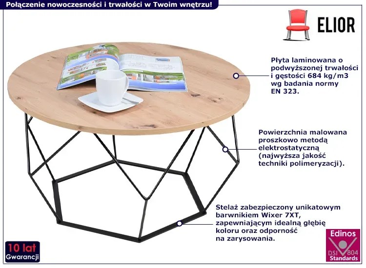 Industrialny stolik kawowy dąb artisan - Liliana 4X