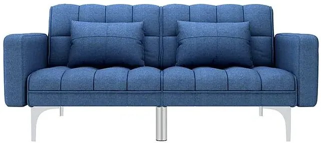 Rozkładana niebieska kanapa z poduszkami E9-K92
