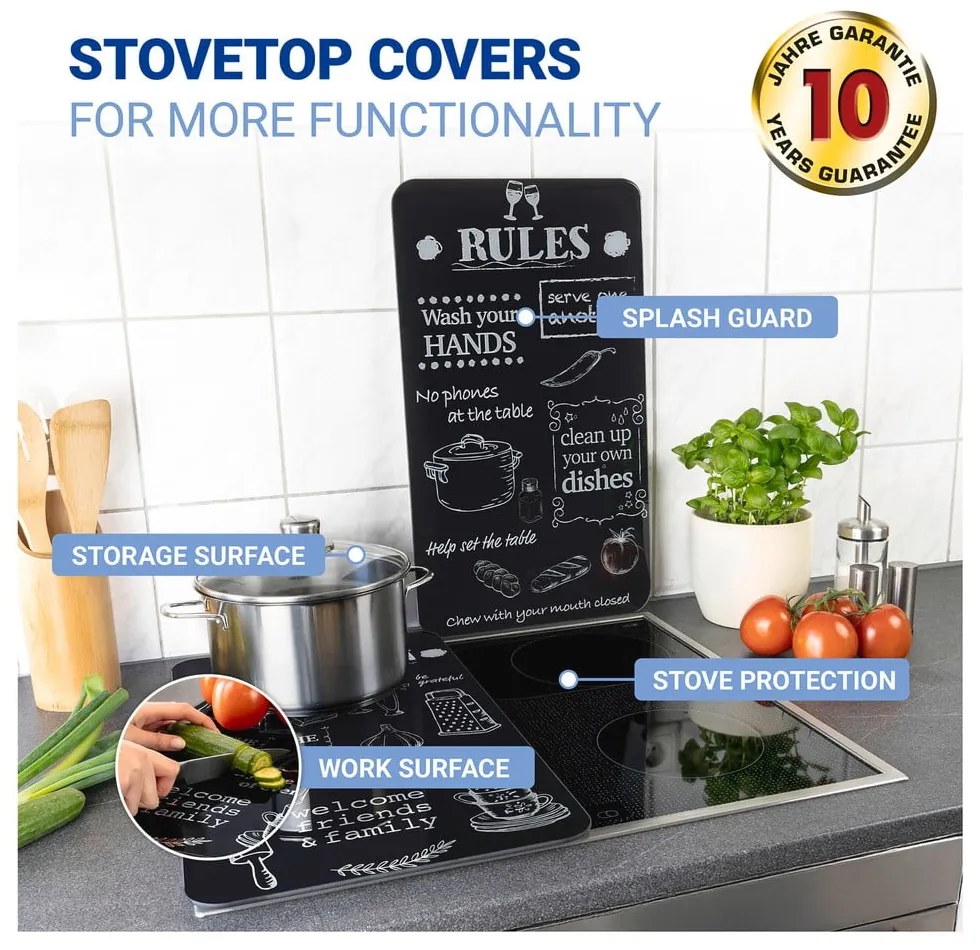 Płyty ochronne na kuchenkę ze szkła hartowanego zestaw 2 szt. 52x30 cm Kitchen Rules – Maximex