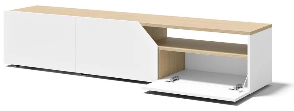 Biała szafka pod TV w dekorze dębu 180x38 cm Verone – TemaHome