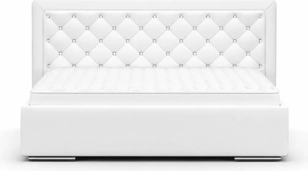 Łóżko ze stelażem Usilia 160x200 - dwuosobowe łoże tapicerowane w stylu chesterfield z pikowanym zagłówkiem w tkaninie do wyboru