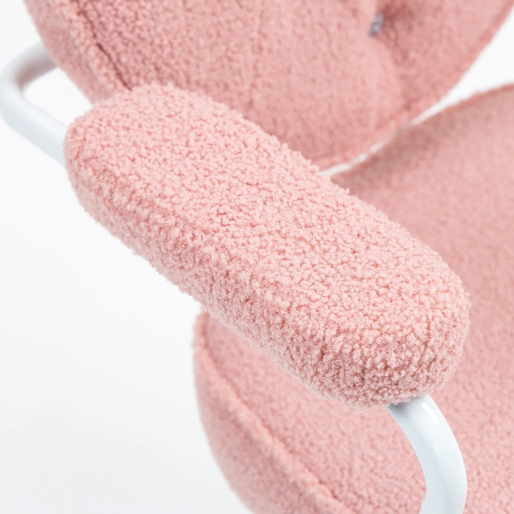 HOMCOM Różowe krzesło biurowe eleganckie z pikowanym miękkim obiciem i regulacją wysokości | Aosom PL