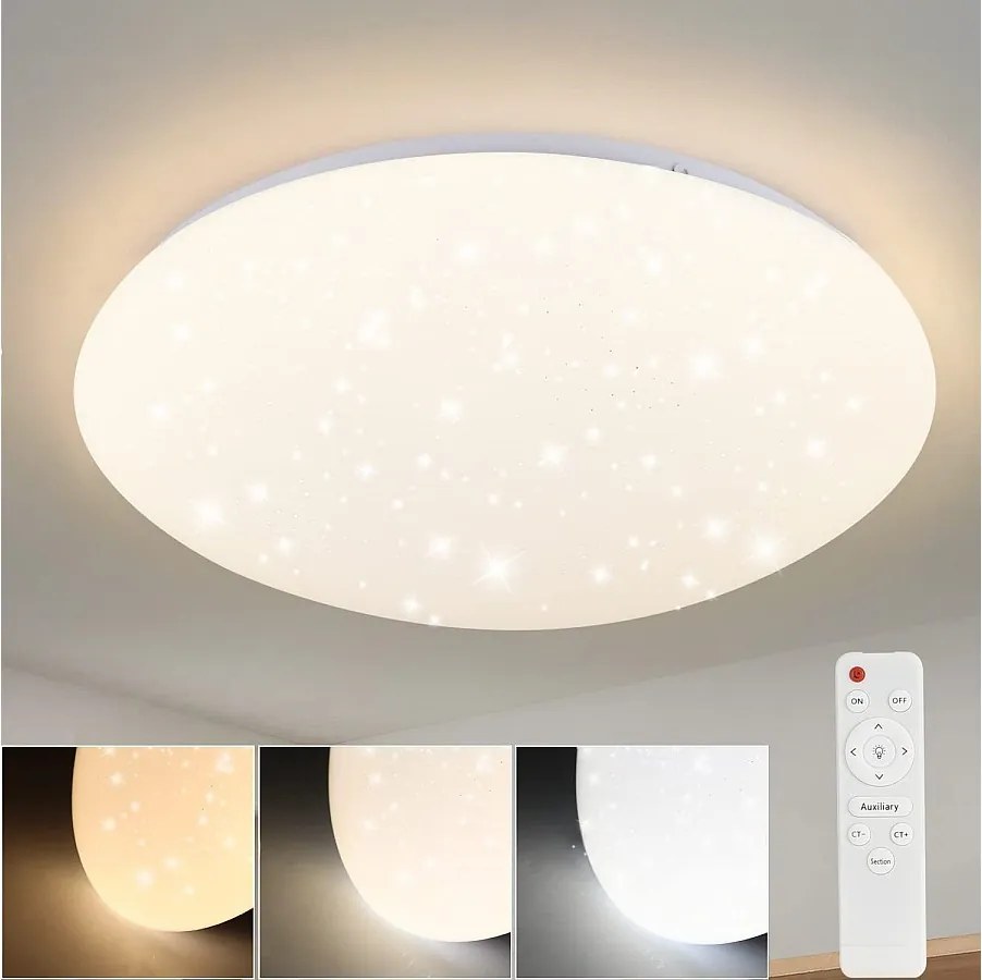 NETTLIFE Lampa sufitowa LED Starry Sky Lampa do sypialni Możliwość ściemniania za pomocą pilota 37 W Lampa do pokoju dziecięcego 28 cm do salonu