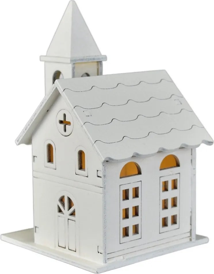 Świąteczna dekoracja świetlna Drewniany kościół, 8 x 13 x 8 cm, LED