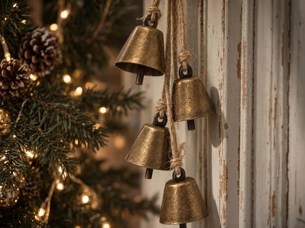 Świąteczna zawieszka dekoracyjna GOLDEN BELLS 35 cm, złota