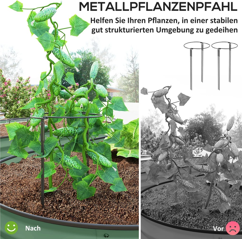 Outsunny Zestaw 2 wysokich grządek do ogrodu, zewnętrzne skrzynki na rośliny z otwartym dnem, guma ochronna, metal, 181 x 93 x 30 cm, Zielony