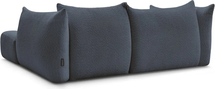 Ciemnoniebieski narożnik z materiału bouclé (prawostronny/z szezlongiem) Azra – Bobochic Paris