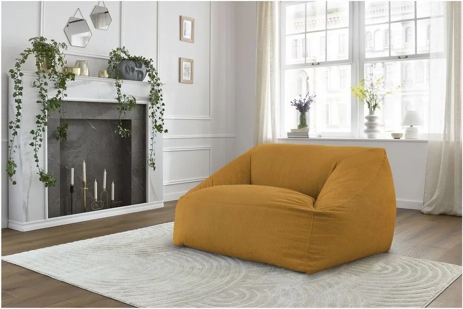 Żółty sztruksowy worek do siedzenia Lilibet – Bobochic Paris