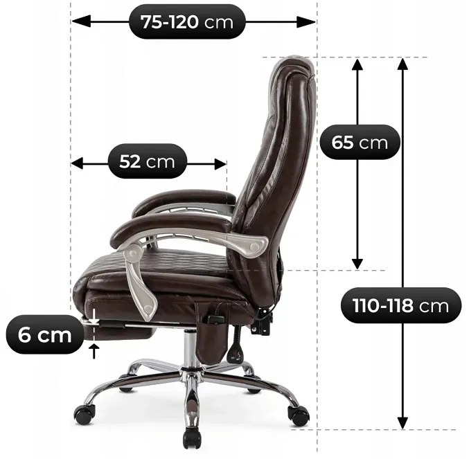 Brązowy fotel obrotowy z funkcją masażu - Plix 3X