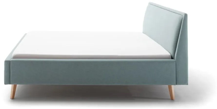 Szaroniebieskie tapicerowane łóżko dwuosobowe ze schowkiem i stelażem 180x200 cm Frieda – Meise Möbel