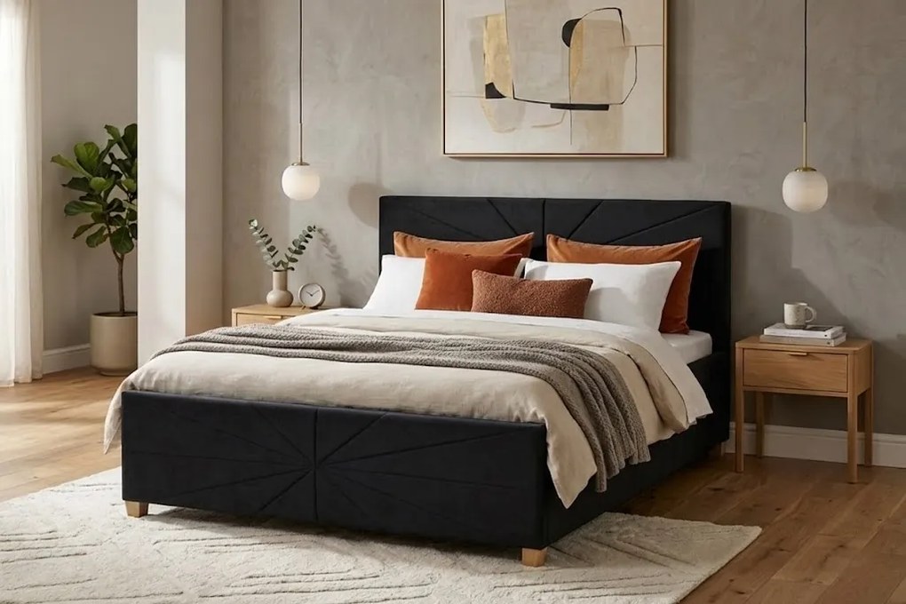 Łóżko PATI 180x200 cm Czarny Bez materaca