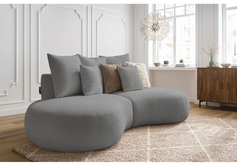 Jasnoszara sofa z materiału bouclé 260 cm Saint-Germain – Bobochic Paris