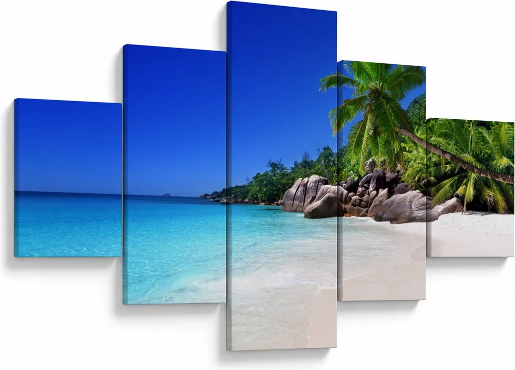 Obraz plaży na wyspie Praslin (125x70 cm)