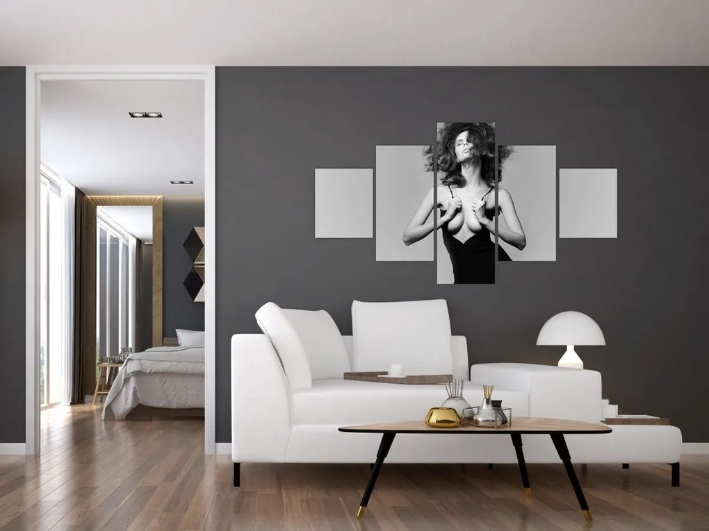Obraz kobiety w czarnej sukience (125x70 cm)