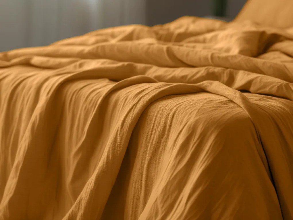 PrzytulneMieszkanie.pl PrzytulneMieszkanie.pl Pościel muślinowa MUSSARI musztardowa Rozmiar pościeli: 70 x 90 cm | 140 x 200 cm