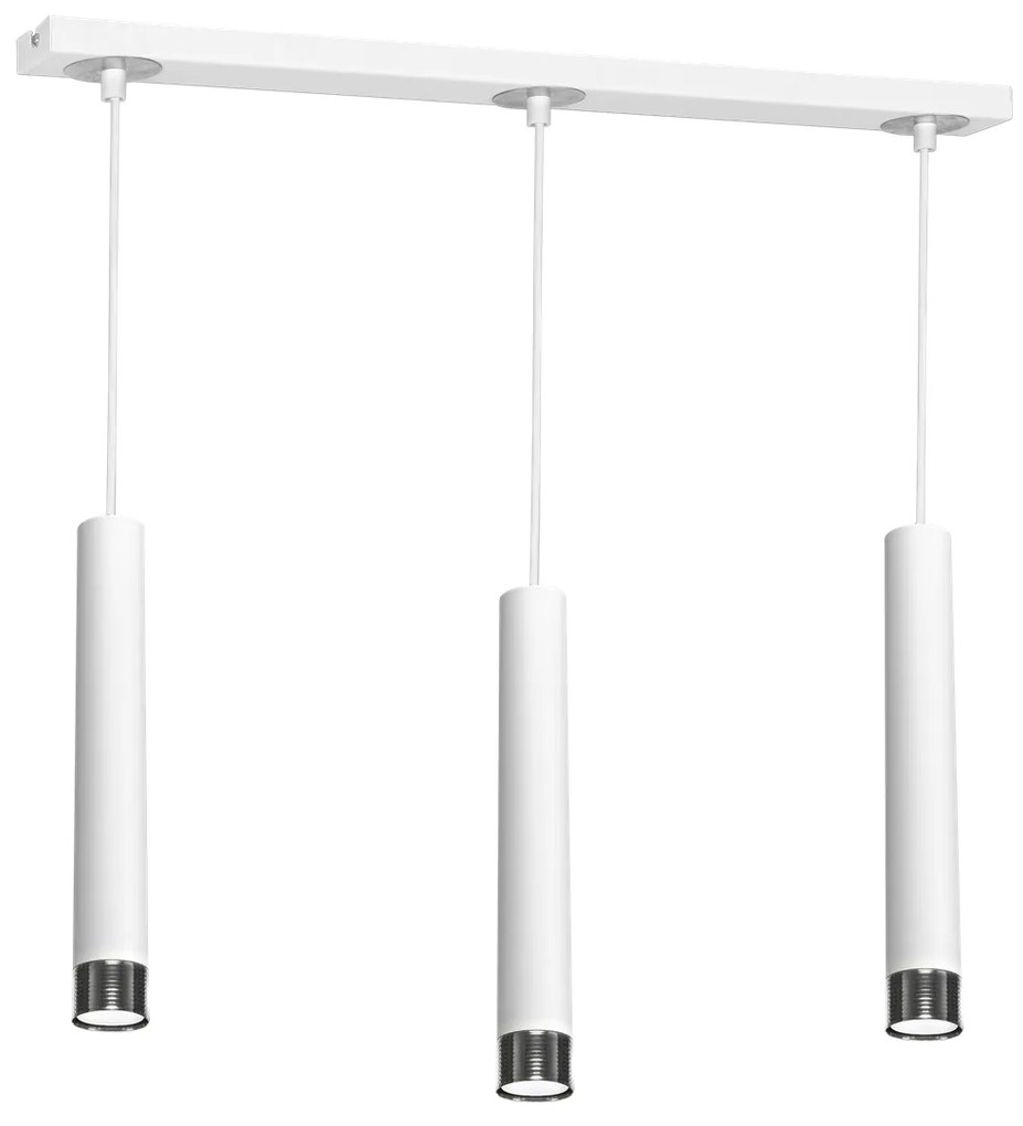 Lampa wisząca, potrójna, biała, DANI WHITE/CHROME 3xGU10