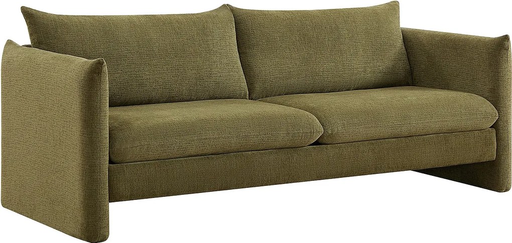 Kanapa 3-osobowa z zielonej tkaniny szenilowej GORAZI