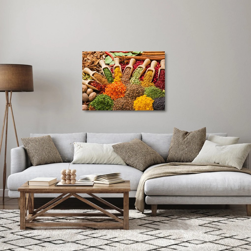 Obraz na szkle - Przyprawy z całego świata (70x50 cm)
