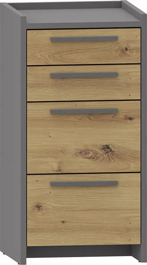 Nowoczesna komoda z 4 szufladami dąb artisan + antracyt G6-C54