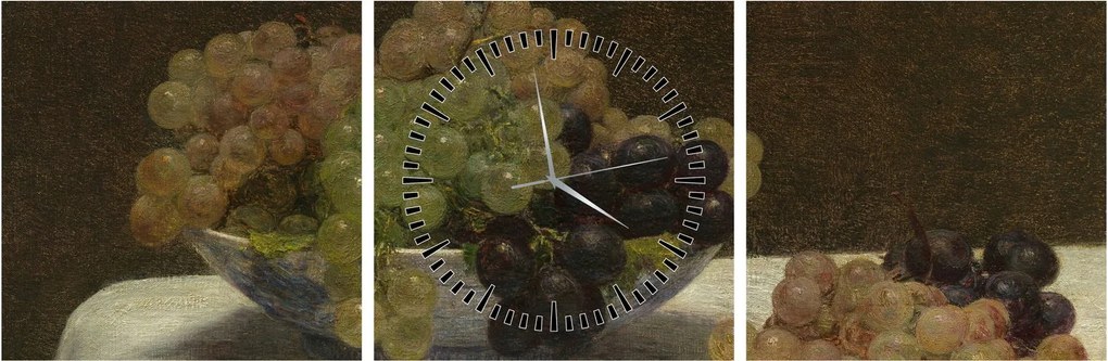 Obraz - Henri Fantin-Latour, Still Life with Grapes and a Carnation, reprodukcje (z zegarem) (90x30 cm)