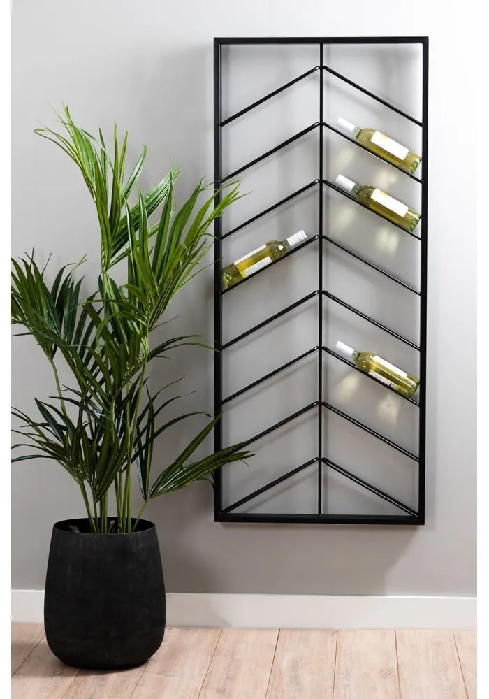 Czarny wiszący metalowy regał na wino liczba butelek 16 70x160x6 cm Malbeo – Light & Living