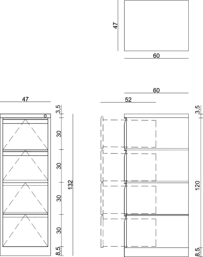 Metalowy kontenerek przybiurkowy z 4 szufladami XD-001-4D