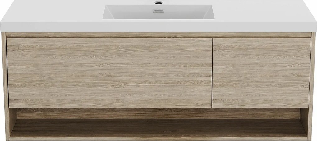 Szafka łazienkowa wisząca pod umywalkę naturalny jasny - 150 cm - PUJUKA