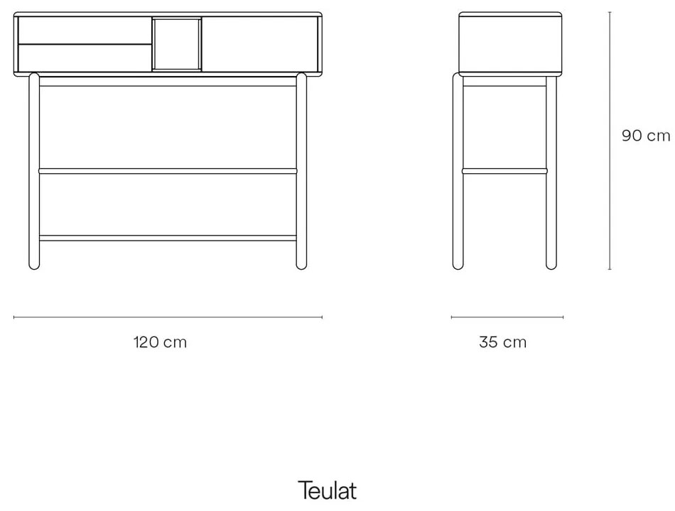 Ciemnoszara konsola 35x120 cm Corvo – Teulat