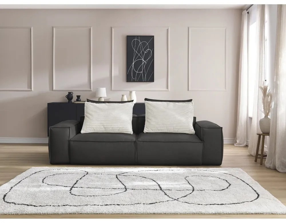 Czarna sofa z imitacji skóry 260 cm Boheme – Bobochic Paris