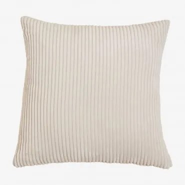 Kwadratowa Poduszka 50x50 Cm Tapicerowana Bruna Sztruksu Beżowy Len - Sklum