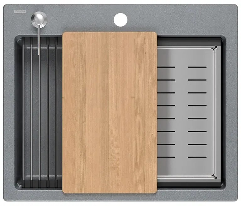 Zlewozmywak granitowy KURT 110 WORKSTATION SZARY Metalik