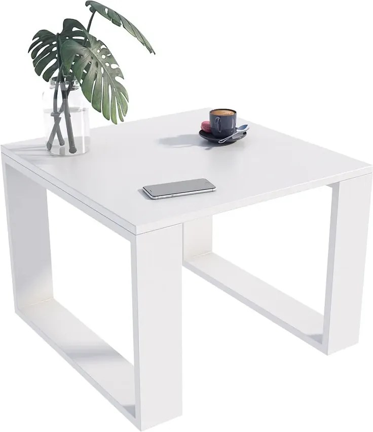 Biała kwadratowa minimalistyczna ława kawowa T8-C61