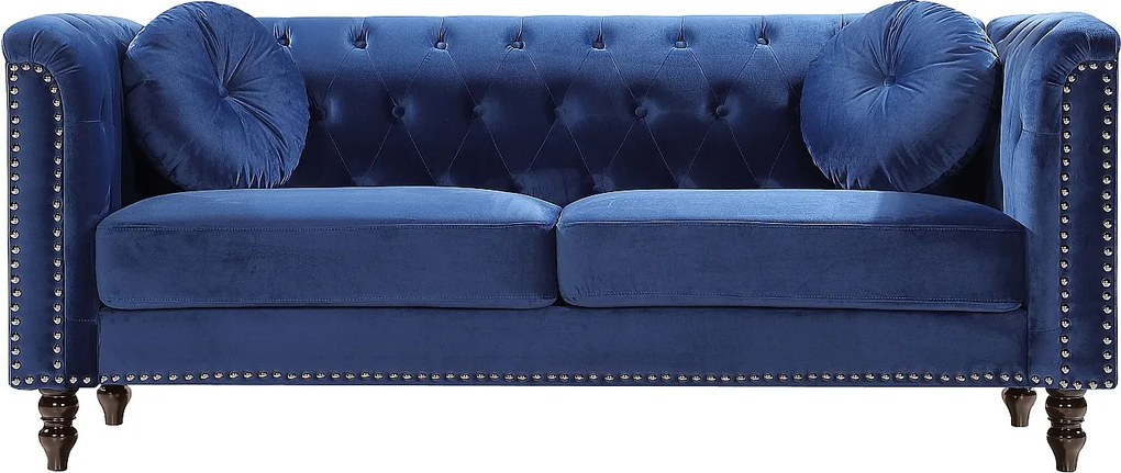 Kanapa 3-osobowa z weluru  Błękit królewski TURNER
